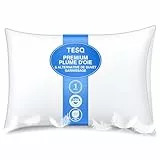 TESQ Luxuriöses Federkissen, 50 x 70 cm, mit 3-lagigem Komfort, Premium-Kissen, Daunenkissen, hygienisch, weiche Füllung, 100% Flauschiges Kissen, waschbar und umweltfreundlich