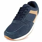 Knixmax Sneaker Herren Extra Weit Sportschuhe Breite Füße Laufschuhe Leicht Atmungsaktiv Turnschuhe Fitnesschuhe für Gym Sport Freizeit Marineblau 45EU