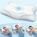 CloudÉtoile Orthopädisches Kissen Memory Foam Kissen ‑ 2‑in‑1 Ergonomisches Kopfkissen für Seiten Rücken & Bauchschläfer Nackenkissen Kopfkissen Seitenschläfer Weiß 64x38x12 cm