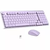 LeadsaiL FA98 Mechanische Tastatur und Maus Set Kabellos, QWERTZ Layout Funktastatur mit Maus, Low-Profile Rotem Schalter, 98 Tasten Kompakte Keyboard,1600 DPI Mouse für Windows MacOS PC Laptop-Lila