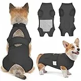 Eyein Hundebody Nach Op, Atmungsaktiver Verstellbarer Einteiler für weibliche und männliche Hunde, Anti-Lecken und Wundschutz, Alternative zu E-Kragen und Trichter nach Operationen, Dunkelgrau, XL