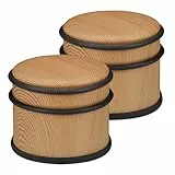 Relaxdays Türstopper 2er Set, schwere Türen & Fenster, Edelstahl & Gummi, Holzoptik, hoher Bodenpuffer, ∅ 9,5 cm, braun