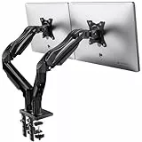 HUANUO Monitor Halterung 2 Monitore für 13 bis 32 Zoll Bildschirme, Bildschirmhalterung 2 Monitor, Gaming Monitorhalterung 2 Monitore - 360° Drehbar, 2 Montageoptionen, VESA 75 & 100 (Schwarz)