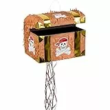 Boland 30935 - Pinata Schatztruhe, 30 x 26 x 23 cm, Braun-Gold, Karton, Schlag-Pinata, Kinder-Geburtstag, Mottoparty, Feier, Deko, Süßigkeiten, Geschenke
