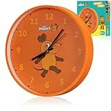 Bresser DieMaus Kinderwanduhr - Lernuhr für Kinderzimmer mit farbenfrohem Design und leisen Uhrwerk