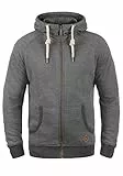 Solid SDVitu Herren Sweatjacke Kapuzenjacke Zip-Hoodie mit Kapuze Kordelzug Kängurutasche Reißverschluss Baumwollmischung Regular fit, Größe:XL, Farbe:Grey Melange (8236)