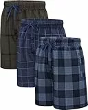Jveyvth Schlafanzughose Herren Kurz, Kariert Pyjamahose 3er-Pack mit Seitentaschen und Elastischem Bund