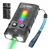 BORUIT EV20L Mini Taschenlampe, mit Grüner Strahl, 1100 Lumen Wiederaufladbare, Klein EDC Flashlight mit Clip, IP66 Wasserdicht, Magnetische Basis, für Camping, Reparatur, Outdoor, Notfall