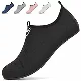 BARFULKER Badeschuhe Damen Herren Wasserschuhe Schwimmschuhe - Unisex Leicht Aquaschuhe Schnell Trocknend Strandschuhe Surfschuhe für Beach Pool Surfen Yoga, Schwarz, 43 EU