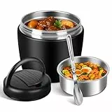 Thermobehälter für Essen 1.2L, Warmhaltebehälter aus Edelstahl mit Löffel, Thermoschüssel mit Deckel, Thermobecher Essen Auslaufsicher, Thermo Lunchbox to go für Speisen, Suppen, Babybrei, Porridge