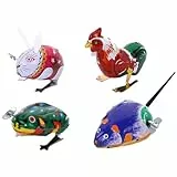 HEMOTON Aufziehspielzeug 4 Stück Retro Tier Uhrwerk Spielzeug Kinder Springendes Blechspielzeug Für Party Geburtstagsgeschenke