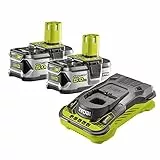 RYOBI 18 V ONE+ Akku-Starterset mit 2 High Energy Akkus 5,0 Ah und Schnellladegerät, erhöhte Laufzeit