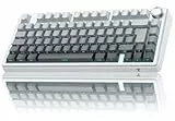 TECURS Gaming Tastatur Mechanische ISO-DE Layout | 75% Hot-Swap Sideprinte Tastatur Kabellos Rote Achse Gasket Mount, PBT, RGB, Creamy MK209 Keyboard (2.4G/BT/Type C) QWERTZ – Für Gamer Setup