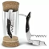 EKVALLY NAUTI Kellnermesser Holz - Profi Korkenzieher aus Edelstahl - Weinöffner in Gastronomie Qualität mit Flaschenöffner & Folienschneider - stylischer Weinöffner - Sommeliermesser