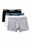 Lacoste Herren 5H3389 Boxershorts, Noir/Blanc-Argent Chine, M (3er Pack)