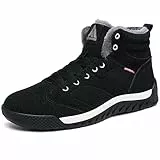 Mishansha Herren Winterschuhe Warm Gefüttert Schneestiefel Winter Outdoor Boots Winterstiefel rutschfest Stiefelette Mann, Schwarz 43 EU