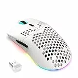CROSS ZEBRA T66 PC Gaming Mouse, BT/2.4G Wireless/Wired, Lightweight Honeycomb Shell, Macro Program, Cool RGB Light, 650mAh Large Battery, 3600 DPI, for PC Gamer -White