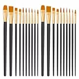 CNMTCCO Pinsel Set, 20Stück Hochwertige Pinsel mit Holzgriffen, Premium Nylon Acrylfarben Pinselset, Ölfarben Malerei Brush Set für Künstler, Kinder und Erwachsene (Schwarz)