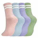 flintronic Stoppersocken Damen, 4 Paar Yoga Socken Rutschfeste für Damen, Antirutschsocken für Ballett, Socken mit Noppen für Pilates, Yoga, Fitness, 34-40