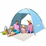 Strandmuschel, 2-3 Personen Familie Zelt UV Schutz 50+ Strandzelt XXL Stabil Windschutz mit Vorder und Hintertür Luftzirkulation SBS Reißverschluss Kleines Packmaß für Strand, Garten