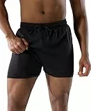 LYRIKER Badehose Herren 2 in 1 Badeshorts mit Kompression, Atmungsaktiv Schnelltrocknend Bademode Schwimmhose mit Tunnelzug Schwarz M