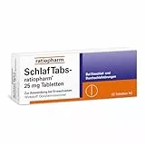 SchlafTabs-ratiopharm 25 mg Tabletten: rezeptfreie Hilfe bei Schlafstörungen mit dem Wirkstoff Doxylaminsuccinat. Unterstützt das Einschlafen und fördert das Durchschlafen, 20 Tabletten