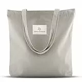 Emma Jonasson Shopper Tasche Damen - Tote bag mit Reißverschluss und Innentasche - Aesthetic Tasche - Damen-Umhängetasche für Arbeit, Schule, Uni oder als Einkaufstasche grau