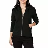 Amazon Essentials Damen Sherpa-gefütterte Fleece-Kapuzenjacke mit durchgehendem Reißverschluss (erhältlich in Übergröße), Schwarz, M