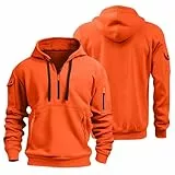 Hoodie Herren Oversize Winter Dicke Kapuzenpulli Casual Sweatshirt Hip Hop Outdoor Kapuzenpullover Personalisierte Hoodie Langarm Pullover mit Taschen Kordelzug 83 Orange M