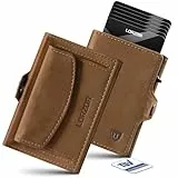 LORZOR Slim Wallet mit XXL-Münzfach für 10+ Münzen, Kartenetui Herren RFID Schutz, Echtleder Portmonee, Geldbörse Herren, Geldbeutel, Brieftasche, Smart Wallet, Kreditkartenetui für 10 Karten