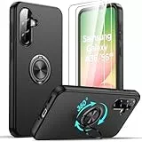 Vansdon für Samsung Galaxy A56/A36 5G Hülle mit 2 Stück Panzerglas Schutzfolie, Militärischer Stoßschutz Samsung A56/A36 5G Handyhülle, Hülle für 360° Magnetischer Drehbarer Ständer - Schwarz