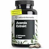 natural elements Acerola Extrakt mit Vitamin C – hochdosiert, vegan – 180 Kapseln für 6 Monate – 165 mg Vitamin C pro Kapsel – ohne unerwünschte Zusätze