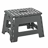 Baroni Home Klappbare Tritthocker, Klapphocker bis 130 kg, Ultra-robust, platzsparender Hocker mit Anti-Rutsch-Beschichtung und Tragegriff, für Kinder und Erwachsene, (Dunkelgrau, M)