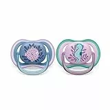 Philips AVENT ultra air Schnuller - 2er Pack, BPA-freier, atmungsaktiver Schnuller für Babys von 6-18 Monaten, inklusive Transport- und Sterilisationsbox, Seepferdchen/Kugelfisch (Modell SCF085/61)