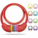 SPGOOD Fahrradschloss mit Zahlen für Kinder(10 x 650MM),Anti-Diebstahl Kabelschloss Code Kombination,Fahrrad Zahlenschloss für Mädchen Jungen,Fahrrad Zubehör Kinder Fahrrad Schloss(Rot)