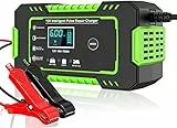 6A Autobatterie Ladegerät, 12V KFZ Batterieladegerät Vollautomatisches Intelligentes Erhaltungsladegerät mit LCD-Bildschirm Mehrfachschutz für Auto, Motorrad, Rasenmäher oder Boot