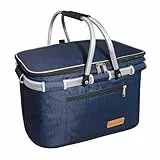 ABIUBIU Einkaufskorb Kühltasche Groß Isolierkorb KüHlkorb KüHltasche Picknickkorb Picknicktasche mit Zwei Griffen -für Reisen/Picknick/Einkaufen/Geschenk