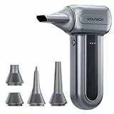WOLFBOX MF70 Elektrisches Staubgebläse – 110000 RPM Druckluftspray Alternative, 300 Min Akku Air Duster, 3-Gang Kabellos Luftgebläse für PC Reinigungsset, Tastatur, Auto, Laptop mit 5 Düsen