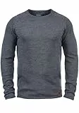 Blend BHDan Herren Strickpullover Feinstrick Pullover mit Rundhalsausschnitt Baumwollmischung Label-Patch Regular fit, Größe:L, Farbe:Ensign Blue (70260)
