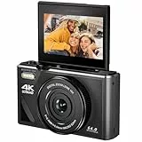 Easypix V64 Flip, Digitalkamera mit Flip-Screen, Aufklappbares 3.0' Display, Auflösung bis 64 MP, 18x Digitaler Zoom, WiFi, Perfekt für Vlogger und Selfie-Aufnahmen