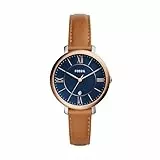 Fossil Damenuhr Jacqueline, Quarzwerk, 36mm 2T Silber/Rose Edelstahlgehäuse mit einem Lederarmband, ES4274