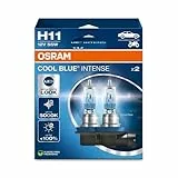 Osram COOL BLUE® INTENSE H11, +100% more brightness, up to 5,000K, halogen headlight lamp, LED look, Hanging folding box (2 lamps)