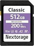 Nextorage SD Karte 512GB UHS-I SDXC, japanische speicherkarte datenspeicher SD Card, Kamera Zubehör für Nikon/Canon/Sony/Fujifilm, F2CL NX-F2CL512G