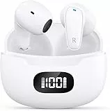 acabuma Kopfhörer Kabellos Bluetooth, Bluetooth Kopfhörer, In Ear Kopfhörer 5.3 Sport, LED-Anzeige,HiFi Stereo Ohrhörer für Arbeit und Studium, 22 std Spielzeit (Weiß) (weiß mattiert), MT-10