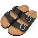 Torotto Damen Pantoletten Sandalen Leder Erwachsene Clogs Hausschuhe Arbeitsschuhe Bequeme Classic(Schwarz,39 EU)