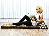 Leewadee - Bequeme Japanische Bodenmatratze - Thai Bodenliege mit Dreieckskissen - Futon Klappmatte - Thai Massagematte, 170 x 53 cm, Braun Grün