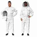 Best Bee Imkeranzug aus dickem Stoff und hochwertiger Baumwolle, robuster Reißverschluss, abnehmbare Kapuze, Werkzeugtaschen, Imkerei-Outfit gegen Wespen & Bienen SG (XXL)