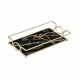 Virvia Kosmetiktablett für Badezimmer, Theke, goldfarben, Glas, Parfüm-Organizer, Halter, Kosmetik, Make-up, Hautpflege, Display, dekoratives Schminktablett, Aufbewahrungsregal für Badezimmer, Kommode