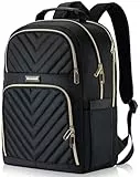 Kuosdaz Rucksack Damen, 15.6 Zoll Schulrucksack Mädchen Teenager USB Ladeanschluss, Laptop Rucksack Stylischer Daypack Wasserdichte Schule, Uni, Reisen, Arbeit, Schwarz