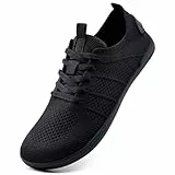 IceUnicorn Breite Barfuss Schuhe Damen Barfußschuhe Leichte Zero-Drop Atmungsaktiv Unisex Herren Minimalistische Outdoor(555Schwarz,39EU
